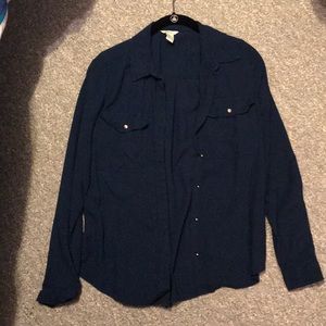 Forever 21 Navy Button Down Top